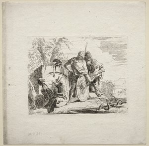 Verschillende Caprices: De Jonge Soldaat en de Astrologer door Giovanni Battista Tiepolo