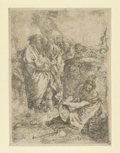 Vrouw knielend voor Tovenaars en andere Figuren, uit de Scherzi, ca. 1740