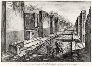 Zicht op de straat van de poort van de stad Pompeii, uit Antiquités de Pompeia door G.B. Piranesi, gegraveerd door Francesco Piranesi (1758-1810) 1804