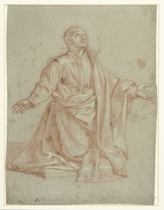 De heilige Ignatius van Loyola, in aanbidding door Giovanni Battista del Cairo