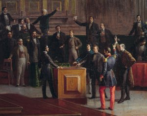 Tijdelijke regering van Venetië kiest voor verzet tot het bittere einde (1849), schilderij door Giovanni Battista Della Libera