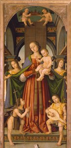 Madonna met Kind, centraal paneel van Madonna met Kind drieluik met Heiligen