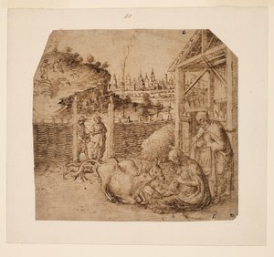 Geboorte, circa 1480 door Giovanni Bellini