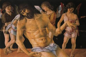 Pieta of Dode Christus ondersteund door engelen