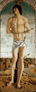 Polyptiek van Sint Vincent Ferrier: Sint Sebastiaan. door Giovanni Bellini