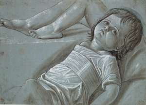 Studie voor een liggende figuur van het kind Christus