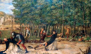De moord op Sint Petrus Martyr door Giovanni Bellini