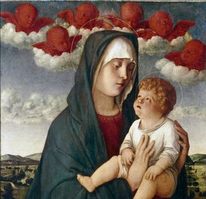 Maagd met kind en engelen (detail)