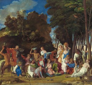 Het Feest van de Goden door Giovanni Bellini and Titian