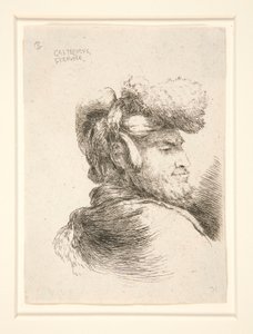 Een Man in Profiel, naar rechts gedraaid, uit de serie Les petites tetes d door Giovanni Benedetto Castiglione
