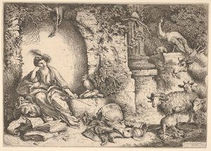 Circe verandert de metgezellen van Ulysses in beesten door Giovanni Benedetto Castiglione