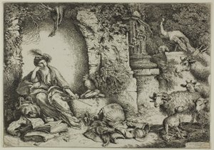 Circe met metgezellen van Odysseus veranderd in dieren door Giovanni Benedetto Castiglione