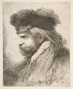 Hoofd van een oude man naar links, uit de serie van Grote Oosterse Hoofden, ca. 1645-50 door Giovanni Benedetto Castiglione