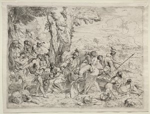 Laban zoekt naar afgoden in Rachels bagage, ca. 1635 door Giovanni Benedetto Castiglione