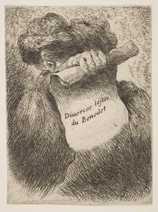 Man die een Rol voor zijn Gezicht Houdt, uit de serie Kleine Hoofden in Ori door Giovanni Benedetto Castiglione
