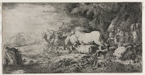 Noach en de Dieren die de Ark Binnenkomen door Giovanni Benedetto Castiglione