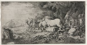 Noach en de Dieren die de Ark Binnenkomen, 1650-1655 door Giovanni Benedetto Castiglione