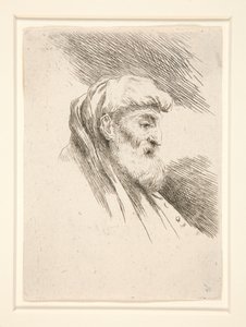 Oude man met lange baard, in profiel, naar rechts gewend, uit de serie Les petites têtes d