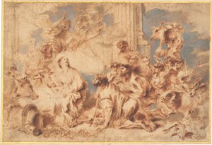 De Aanbidding van de Herders door Giovanni Benedetto Castiglione