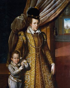 Portret van Joanna van Oostenrijk, Groothertogin van Toscane, door Giovanni Bizzelli door Giovanni Bizzelli