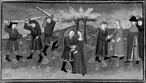 Décaméron, Giannole en Minghino proberen Agnès te ontvoeren; Agnès trouwt met Minghino. Vijfde dag, kort verhaal 5 door Giovanni Boccaccio