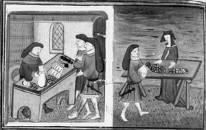 Decameron, Guasparruolo leent geld aan Gulfardo; Gulfardo geeft het geld aan Ambrogia. Dag acht, nieuwsbericht 1 door Giovanni Boccaccio