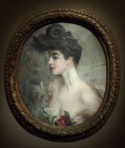 Boldini - Portret van Mme X., met kralenkraag door Giovanni Boldini