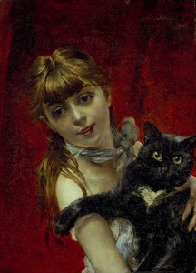 Meisje met zwarte kat, ca. 1885