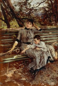 In de tuin of Alaide en Ottavio Banti, circa 1884, door Giovanni Boldini (1842-1931) door Giovanni Boldini