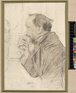 Portret van Edgar Degas aan een cafétafel
