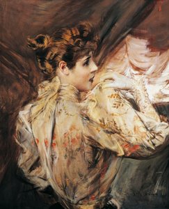 Portret van Eleonora Duse, Italiaanse actrice, schilderij door Giovanni Boldini