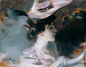 Portret van Lina Cavalieri met nieuwe hoed