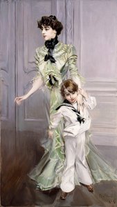 Portret van Madame Hugo en haar zoon, 1924 door Giovanni Boldini