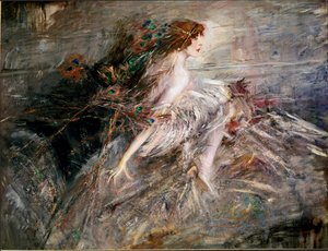 Portret van de Markiezin Casati met Pauwenveren door Giovanni Boldini
