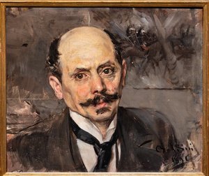 Portret van de schilder J.B. Edouard Detaille (detail) door Giovanni Boldini