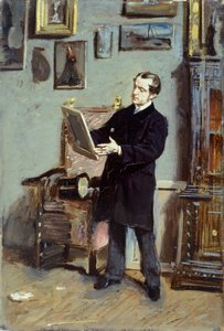 Zelfportret van Giovanni Boldini kijkend naar een schilderij (ca. 1865) door Giovanni Boldini
