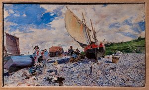 Het strand van Etretat door Giovanni Boldini