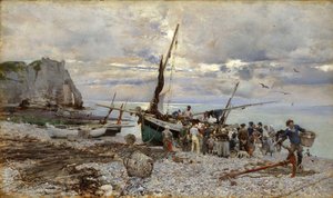 De terugkeer van de vissersboten, Etretat, 1879