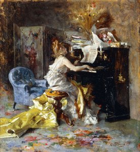 Vrouw aan een piano