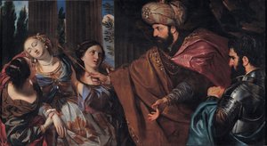 Esther voor Ahasveros, tussen 1660 en 1670 door Giovanni Bonatti