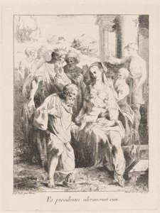 Aanbidding der Wijzen door Giovanni David, after Battista Dossi