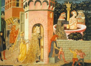 Verhalen van Susanna, circa 1450, rechterzijde van beschilderde kist, detail door Giovanni Di Ser Giovanni Lo Scheggia Guidi