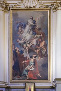 Schilderij gewijd aan de Maagd, Domenico Pestrini, heiligdom van de Madonna van San Luca