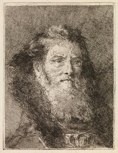 Man met onbedekt hoofd naar rechts gewend door Giovanni Domenico Tiepolo
