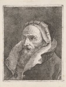 Baardige oude man met een pet, uit de Raccolta di Teste (Collectie van Hoofden) door Giovanni Domenico Tiepolo