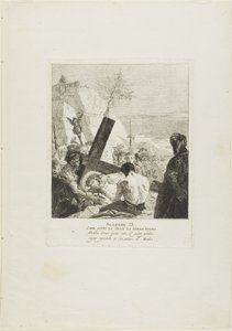 Christus valt voor de derde keer onder het kruis, plaat negen uit Kruiswegstaties door Giovanni Domenico Tiepolo