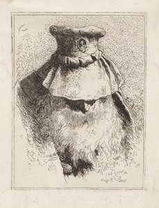 Oude man met een grote hoed, uit de Raccolta di Teste (Collectie van hoofden) door Giovanni Domenico Tiepolo