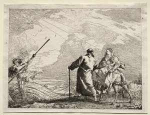 Vlucht naar Egypte: De Heilige Familie komt aan bij de oever van de rivier