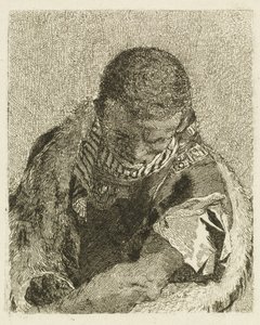 Hoofd van een Moor voorovergebogen door Giovanni Domenico Tiepolo