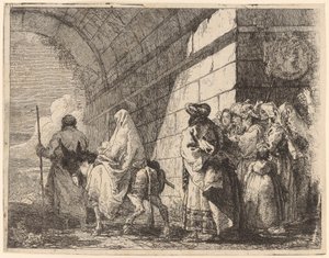 De Heilige Familie verlaat de stad door Giovanni Domenico Tiepolo